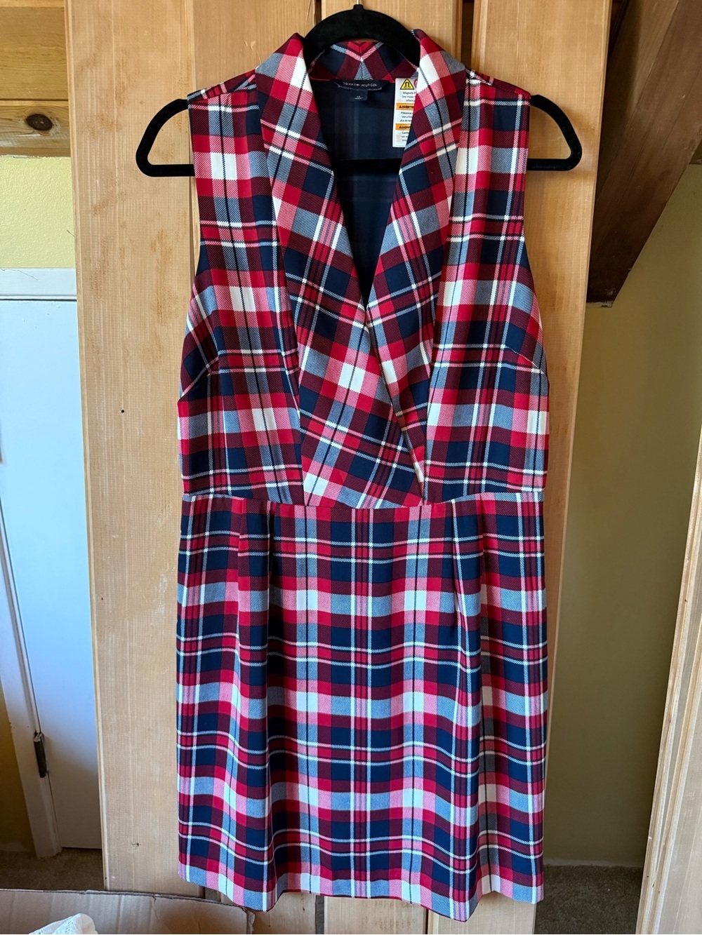 Vintage 90s Tommy Hilfiger Plaid Blazer Dress Preppy Tartan Mini Dress Size 12 - Picture 5 of 10